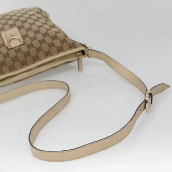 GUCCI GG Canvas Abbey Shoulder Bag Beige Gold 131326 Auth SW1474 - Picture 8 of 16